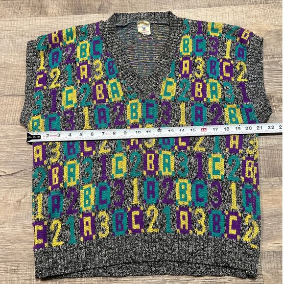 Centennial Knits Vintage Sweater Vest Teacher ABC 123 Academia Made in USA - Picture 5 of 6